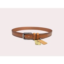 İstanbul Belt Taba Erkek Kemer – 3.5 cm – Tek Kat Deri – Baskılı & Dikiş Detaylı