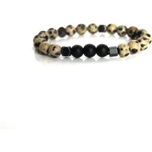 Dalmaçyalı Jasper Mat Oniks 8 mm Küre Kesim Bileklik