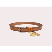 İstanbul Belt Taba Erkek Kemer – 3.5 cm – Kalın Tek Kat Deri – 4 Dikiş Detaylı