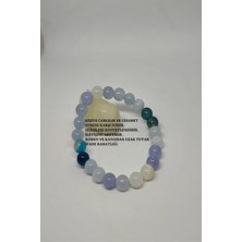 Sertifikalı 8 mm Ay Taşı, Mavi Kuvars, Akuamarin, Anjelit (Melek) Taşı, Mavi Akik Doğaltaş Bileklik
