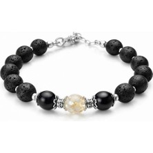 Gerçek Doğal Taş Citrine Yıldız Taşı Lava Değerli Taş Bileklik, Şifa Bilekliği, Kariyer Para Bolluk