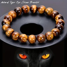 Kaplan Gözü Bileklik 100%100 Doğal Değerli Taş. Cesaret ve Özgüveni Artırır-Elastik Ipli Bileklik-