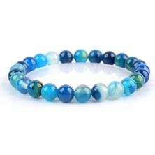 Sertifikalı Doğal Mavi Çizgili Akik Bileklik