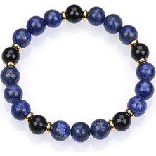 Obsidyen & Lapis Doğal Taş Bileklik 8mm