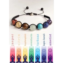 Doğaltaş 7 Çakra Bilekliği Ametist-Lapis-Turkuaz-Aventurin-Kaplangözü-Sitrin-Jasper