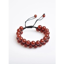 Kırmızı Akik 8mm Çift Sıra Makrome Doğal Taş Bileklik