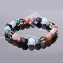 Özel Tasarım 8 mm Bileklik Turmalin - Güneş Taşı - Dumanlı Kuvars - Krizokol - Akuamarin