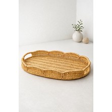 Yzhome Sadece Büyük Boy Oval Hasır Tepsi Servis Sunum Tepsisi Organizer Düzenleyici 43*29CM