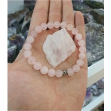 Pembe Kuvars 8mm Doğal Taş Bileklik Ham Taş Hediyeli