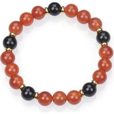 Obsidyen Jasper Doğal Taş Bileklik 8mm