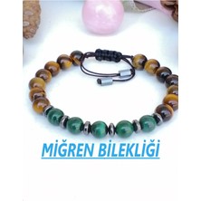 Doğal Taştan Kaplan Gözü-Malakit-Hematit Taşı Bileklik-Migren Bilekliği Akalite