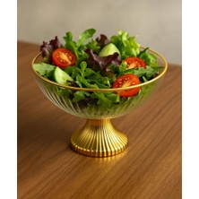 vanilinkitchen Gold Ayaklı Cam Salata Kasesi Şık Sofra Sunum ve Tatlı Servis Kasesi Orta Boy
