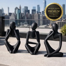 Nevhan Sanat Siyah 3'lü Heykel Seti Insan Vücut Sanatı Biblo