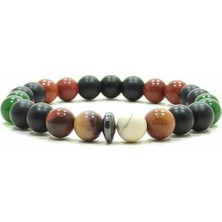 Karar Bilekliği Oniks Jasper Yeşim Hematit Doğal Taş Bileklik Moskova