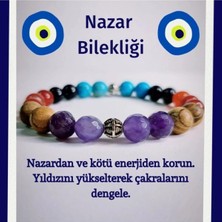 Doğaltaş Unisex Nazar Bilekliği Ametist, Jasper, Akik, Turkuaz, Yıldız Taşı