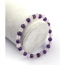 Ametist Pembe Kuvars Bileklik 8 mm