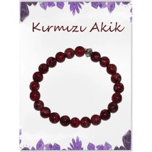 Parlak Kırmızı Benekli Akik Doğal Taş Bileklik