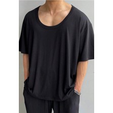 Tarz Cool Erkek Oversize Tişört Bisiklet Yaka Basic Salaş Kesim Günlük Casual Rahat Yazlık T-Shirt