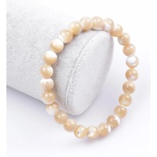 Esmer Sedef Doğal Taş Bileklik 8 mm Küre Kesim