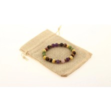 Özel Tasarım Doğal Taş Bileklik 8 mm Ametist, Pembe Kuvars, Yeşim, Kehribar, Kaplan Gözü