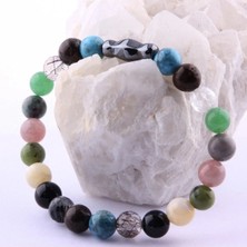 Güneş Taşı, Obsidyen, Kalsit, Krizokol, Hematit, Apatit, Yeşim Doğal Taş 8 mm Bileklik