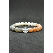 Kristal Kuvars Güneş Taşı Karma Doğal Taş Kadın Bileklik