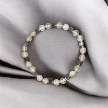 Aurastone Beyaz Akik Hematitli 6mm Doğaltaş Bileklik