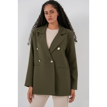 Queene Dreams Kruvaze Yaka Blazer Ceket 0722 - Haki