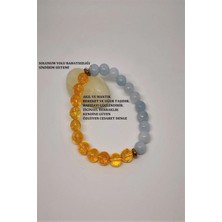 Sertifikalı 8 mm Sitrin , Akuamarin, Hematit Doğaltaş Bileklik