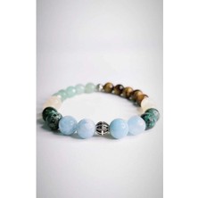 Şans Bilekliği Doğaltaş Unisex Tılsım Bilekliği Akuamarin, Krizopraz, Kaplangözü, Aventurin, Sitrin