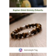 Kaplan Gözü Doğal Taş Bileklik (Gümüş Rengi Yuvarlak Charmlı)