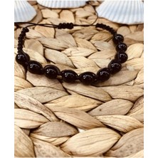 Gerçek Doğal Taş Oniks Taşı Makrome Örgü Bileklik