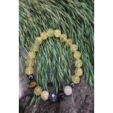 Sertifikalı Çakra Doğaltaş Bileklik - Sitrin, Ametist,pembe Kuvars,amazonit,sodalit,kaplangözü