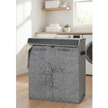 Hometarz Keçe Katlanabilir Çamaşır Sepeti Çift Hazneli 53X33X60 cm