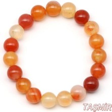 Karnelyan Akik Taşı Bileklik 10 mm ( A Kalite )