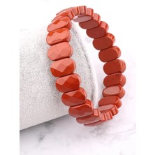 Red Jasper Doğal Taş Bileklik  Özel Kesim 8 x 14 mm