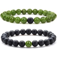 Yeşim Taşı ve Oniks Taşı Sevgili Çift Kombin Bileklik