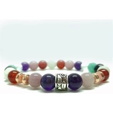 Ametist, Pembe Kuvars, Akik, Ay Taşı, Kristal Kuvars, Turmalin Doğal Taş 8 mm Bileklik