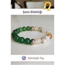 Doğal Taş Şans Bilekliği - Beyaz Akik & Aventurin Taşı