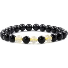 Obsidian - Dönüşümlü Sitrin Doğal Taş Bileklik 8 mm