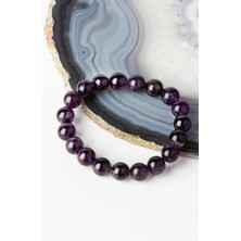 Ametist Doğal Taş Bileklik 10 mm Küre Kesim