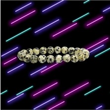 Sertifikalı Benekli Jasper Doğal Taş Bileklik 8 mm
