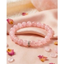 Pembe Kuvars Doğal Taş Bileklik - Aşk ve Sevgi Taşı Kadın Bileklik -