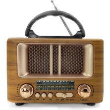 Shopwave Küçük Mini Boy Retro Ahşap Tasarım Bluetooth Hoparlörlü Radyo – Fm/am Destekli, Şarjlı ve Taşınabilir Radyo NS-8108 (5047)