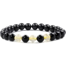 Obsidian - Dönüşümlü Sitrin Doğal Taş Bileklik 8 mm