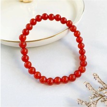 Doğal Taş Kırmızı Akik Bileklik 6mm