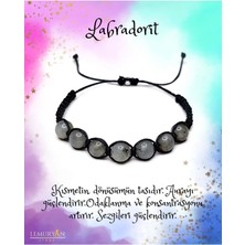 Orijinal Labradorit Makrome Örgülü Doğaltaş Unisex Bileklik