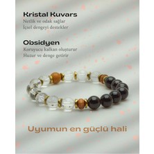 Doğaltaş Ilişkide Denge ve Uyum(Kadın)- Kristal Kuvars - Obsidyen 8mm