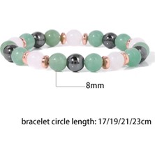Aventurin & Pembe Kuvars & Hematit Doğal Taş Bileklik 8mm