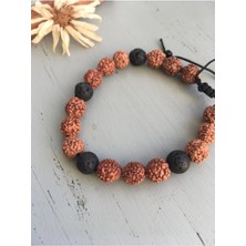 Doğaltaş Rudraksha Lav Taşı Unisex Bileklik